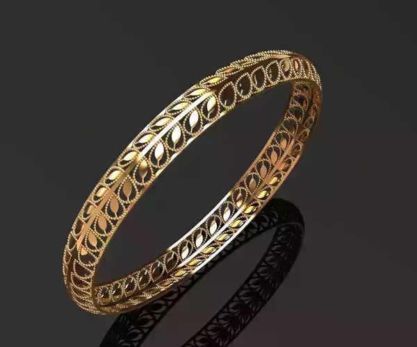 1248 Double-Row Leaf Filigree Bangle 9gm