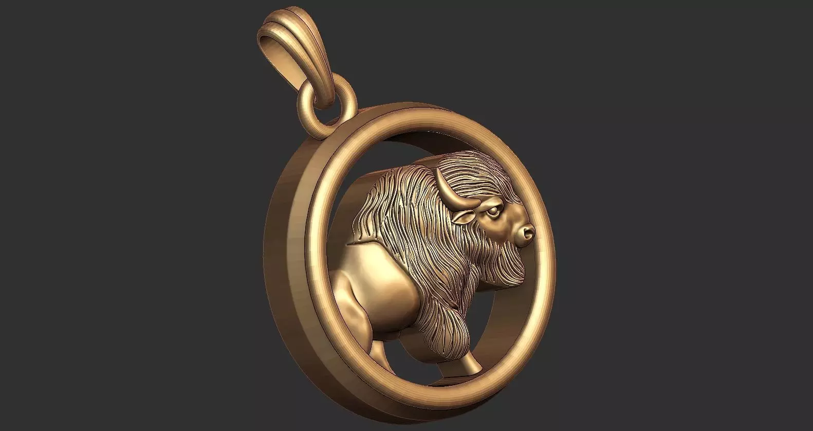 Wild Bull Pendant 3D model_4