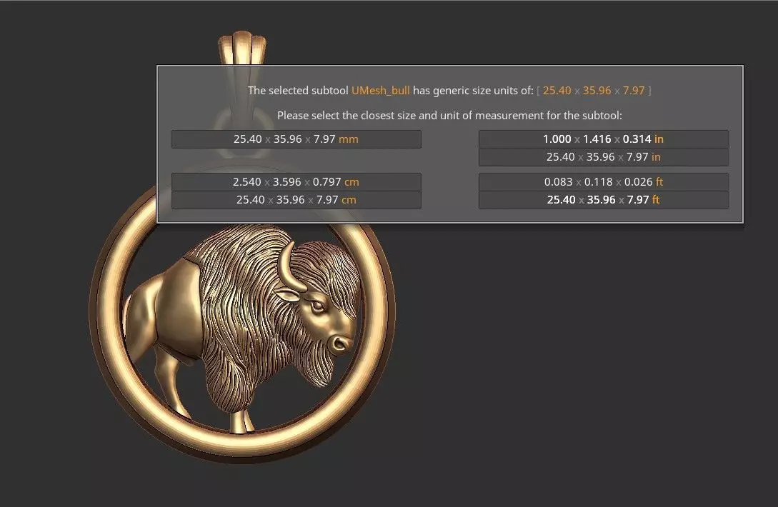 Wild Bull Pendant 3D model_6