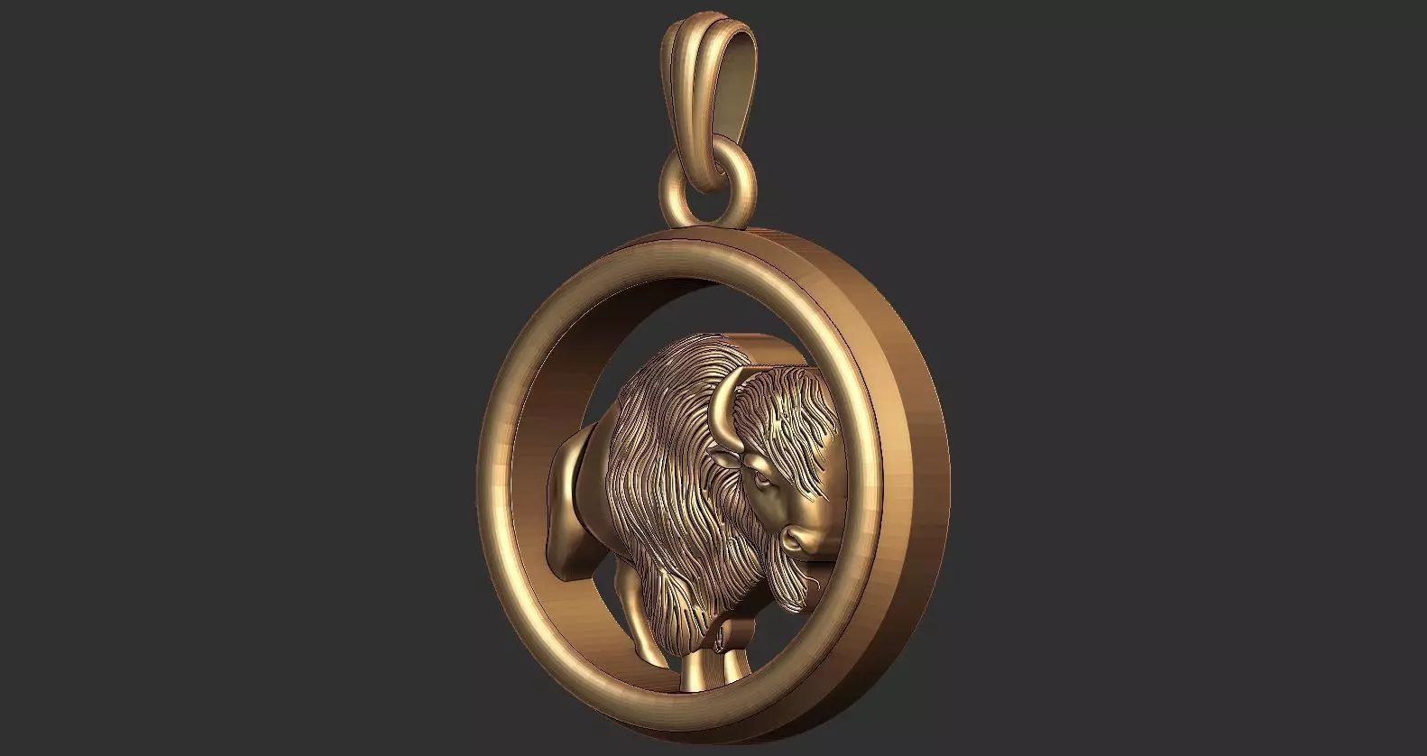 Wild Bull Pendant 3D model_2
