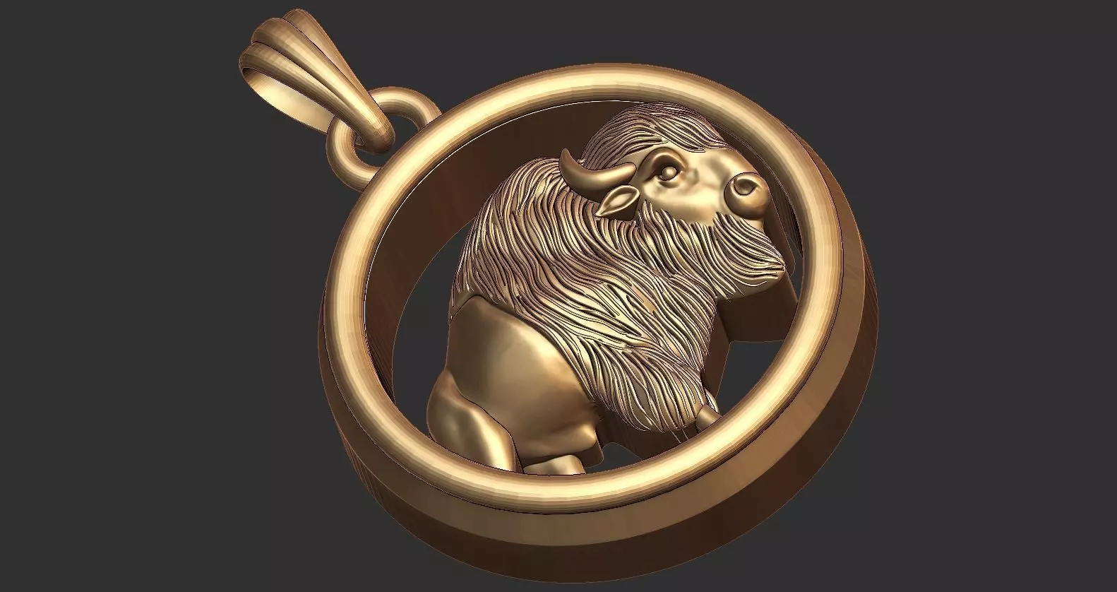 Wild Bull Pendant 3D model_5