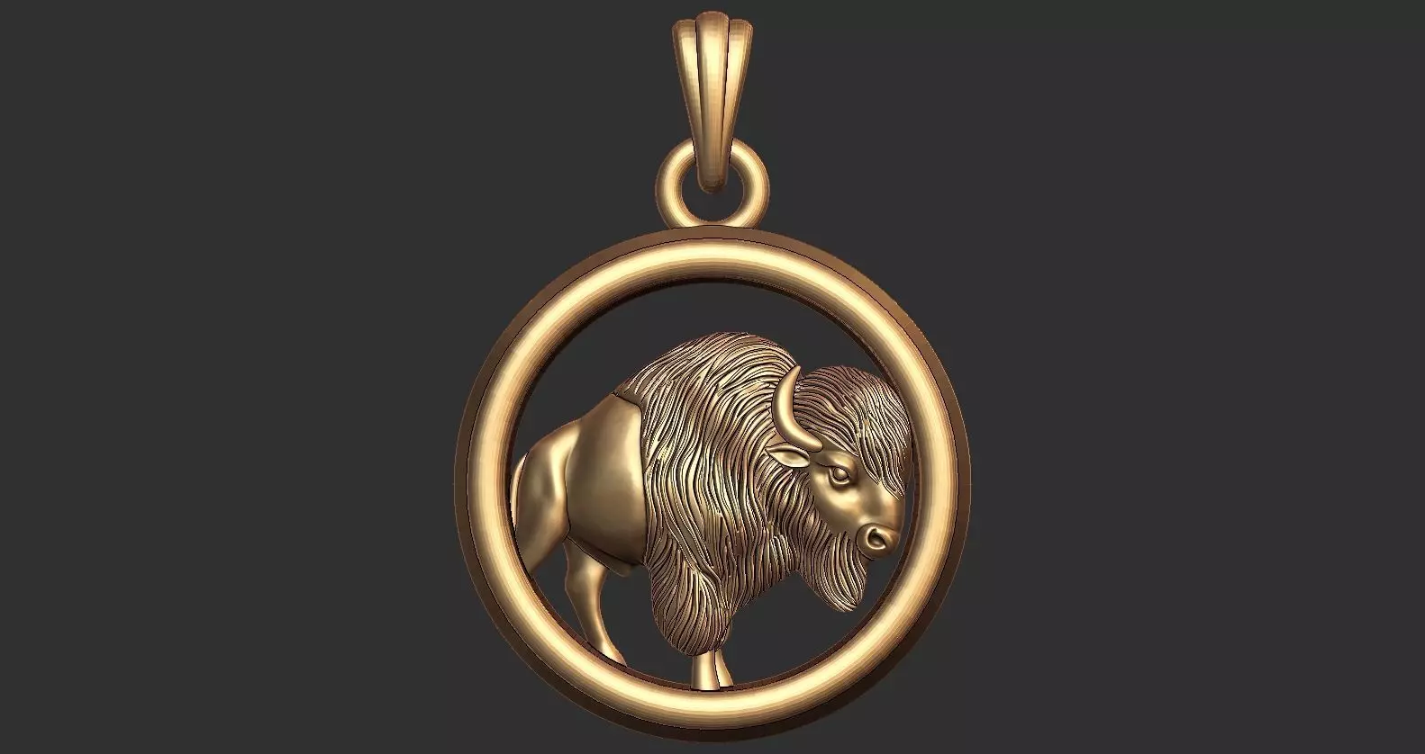 Wild Bull Pendant 3D model_0