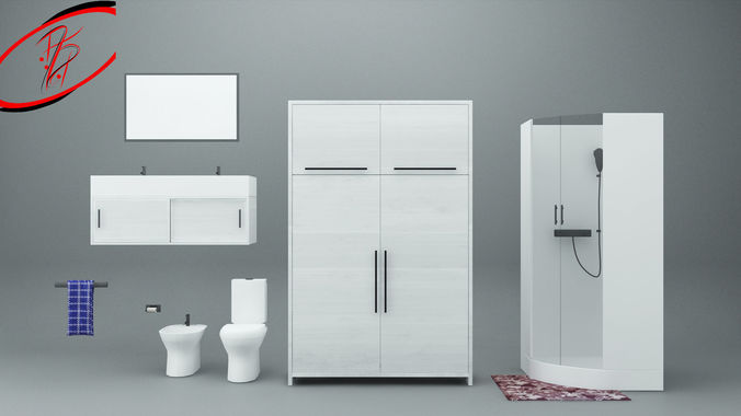 Master Bathroom - Game Ready Low-poly 3D model