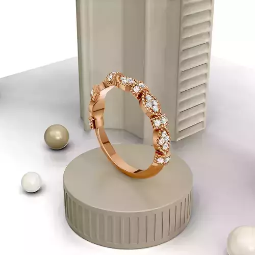 Vintage Marquise and Round Cluster Band 3D Jewelry Model 3D print model