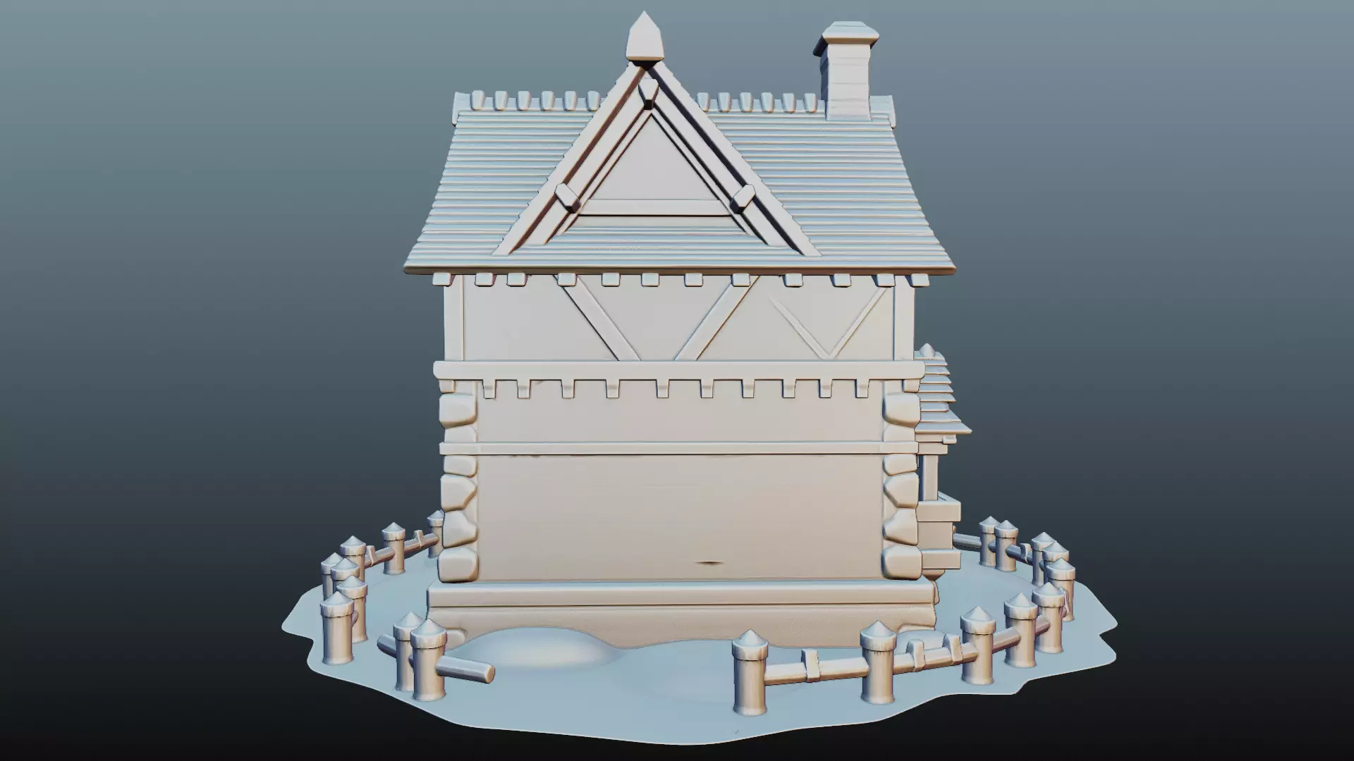 Mediaval fantasy stone house High-Poly 3D model_5