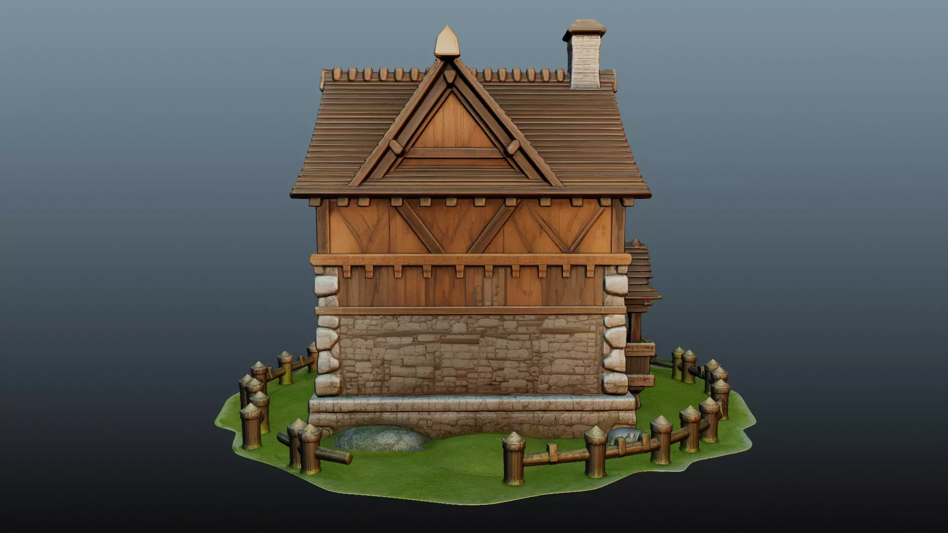 Mediaval fantasy stone house High-Poly 3D model_1