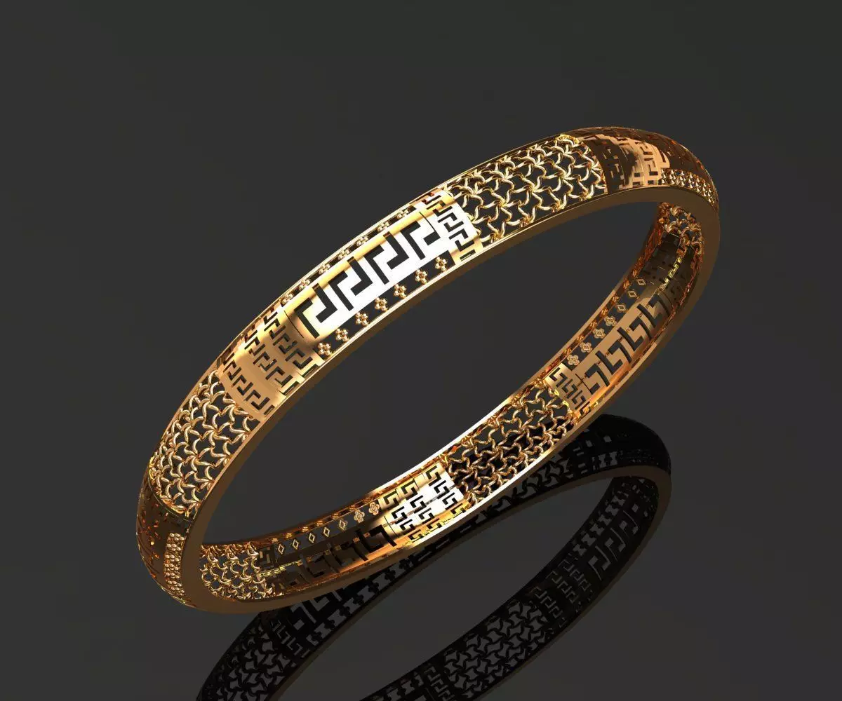 1252 Greek Key Meander Bangle 11gm 3D print model