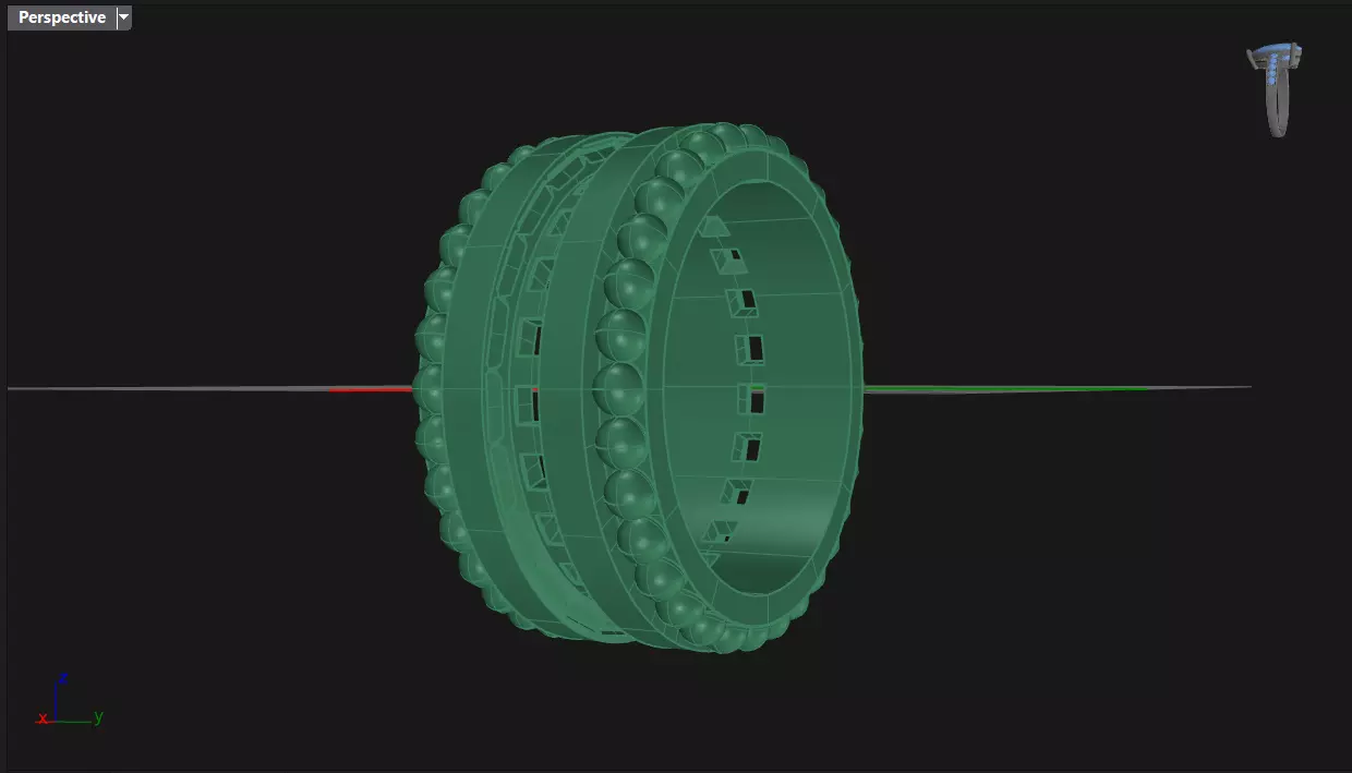 Channel Set Princess cut eternity ring with bead N05 3013CT EU52 3D print model_9
