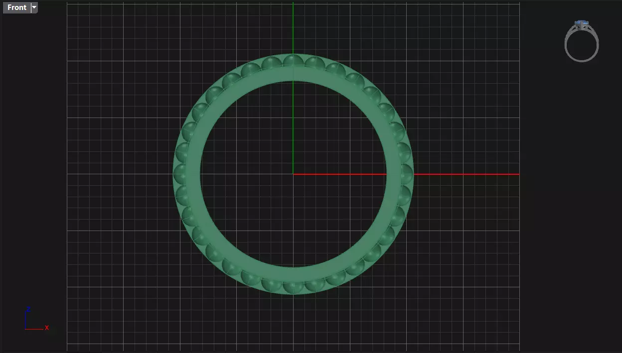 Channel Set Princess cut eternity ring with bead N05 3013CT EU52 3D print model_7