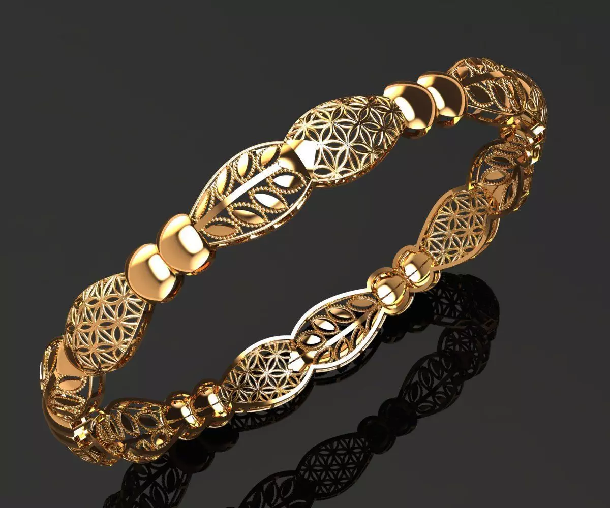 1253 Articulated Sphere Panel Bangle 8gm 3D print model