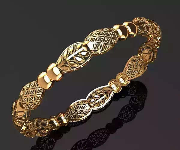 1253 Articulated Sphere Panel Bangle 8gm