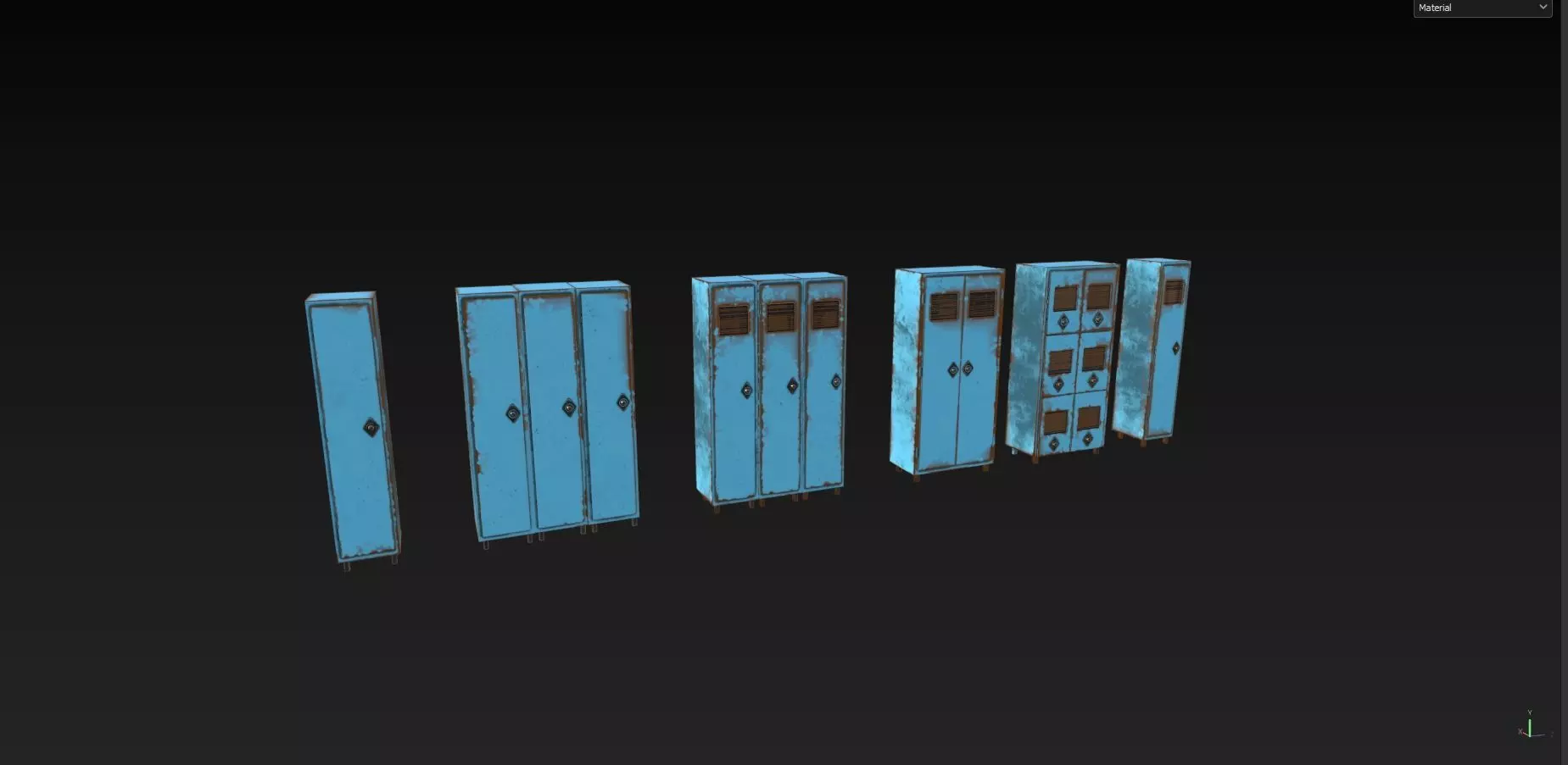Low Poly Rusty Lockers Pack - 1 - Textured  - 5 Props  Low-poly 3D model_5