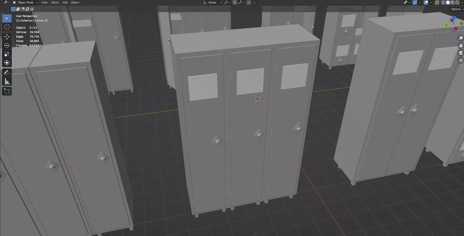 Low Poly Rusty Lockers Pack - 1 - Textured  - 5 Props  Low-poly 3D model_18