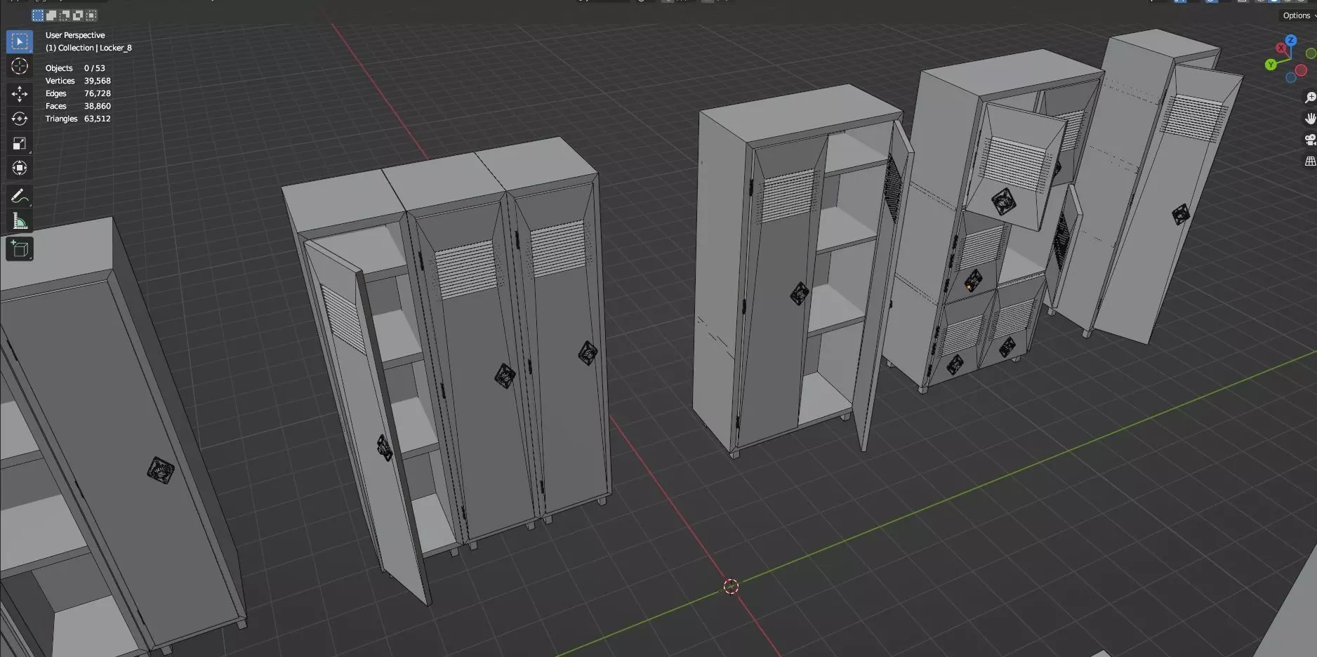 Low Poly Rusty Lockers Pack - 1 - Textured  - 5 Props  Low-poly 3D model_26