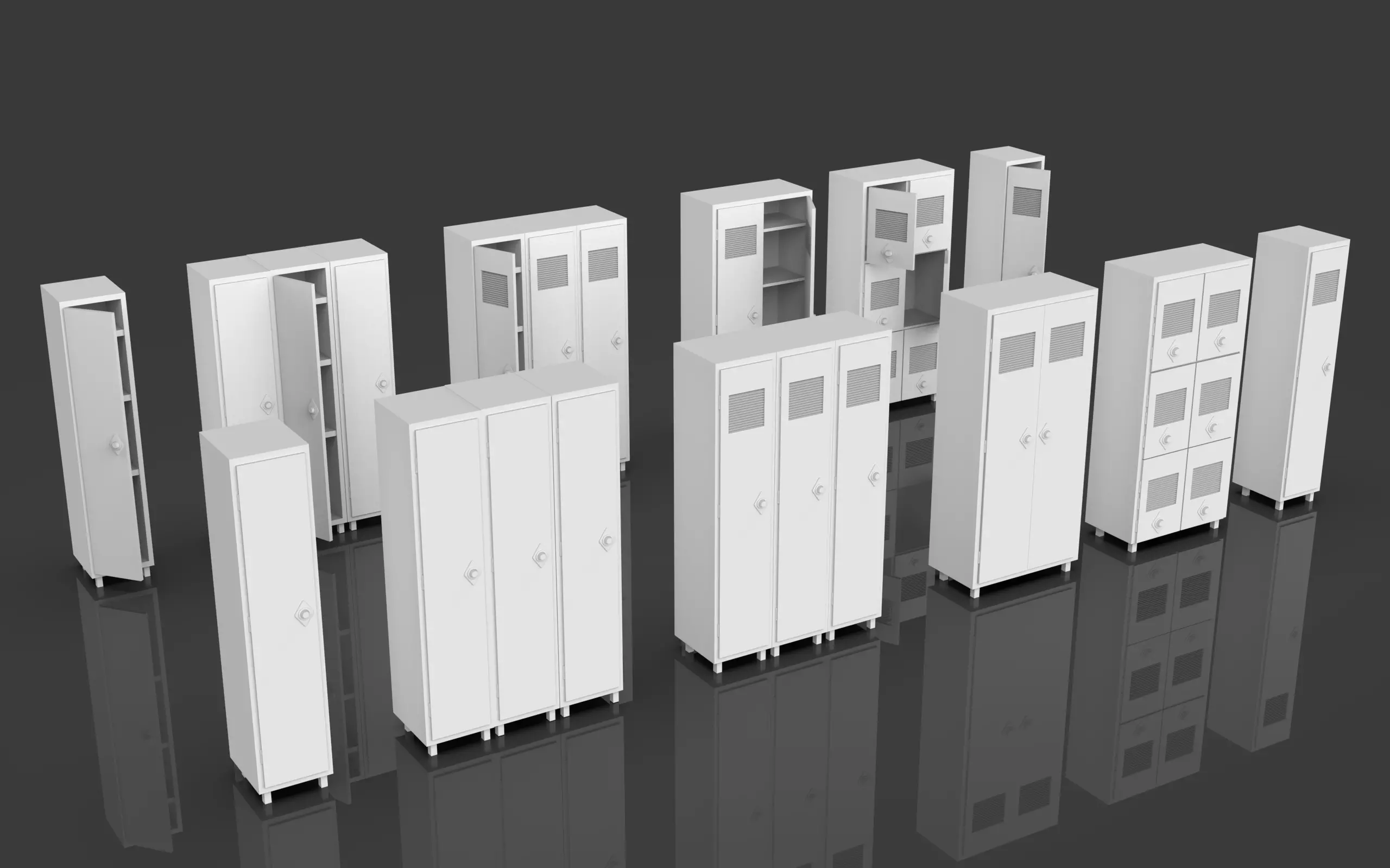 Low Poly Rusty Lockers Pack - 1 - Textured  - 5 Props  Low-poly 3D model_11