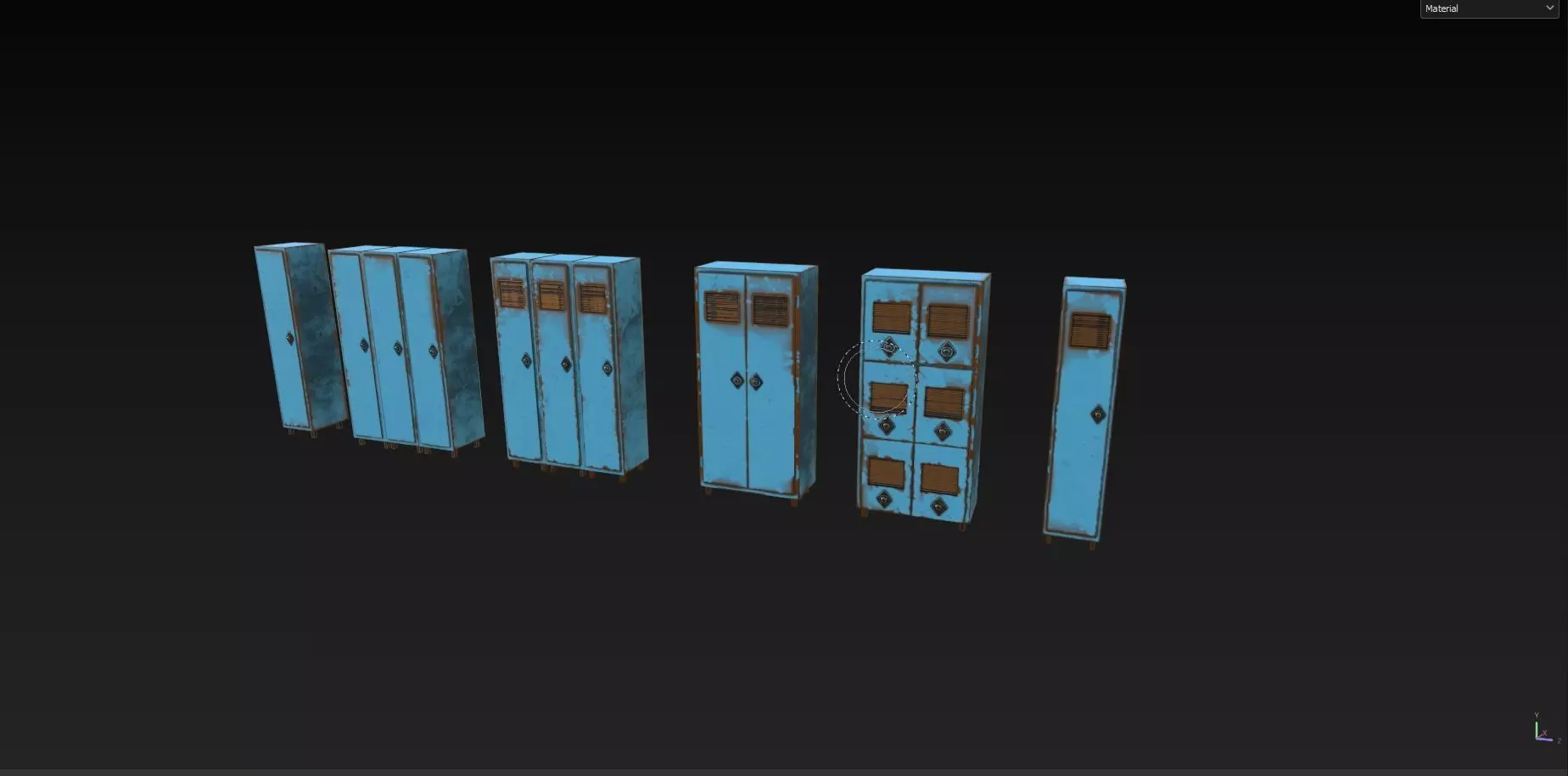 Low Poly Rusty Lockers Pack - 1 - Textured  - 5 Props  Low-poly 3D model_7