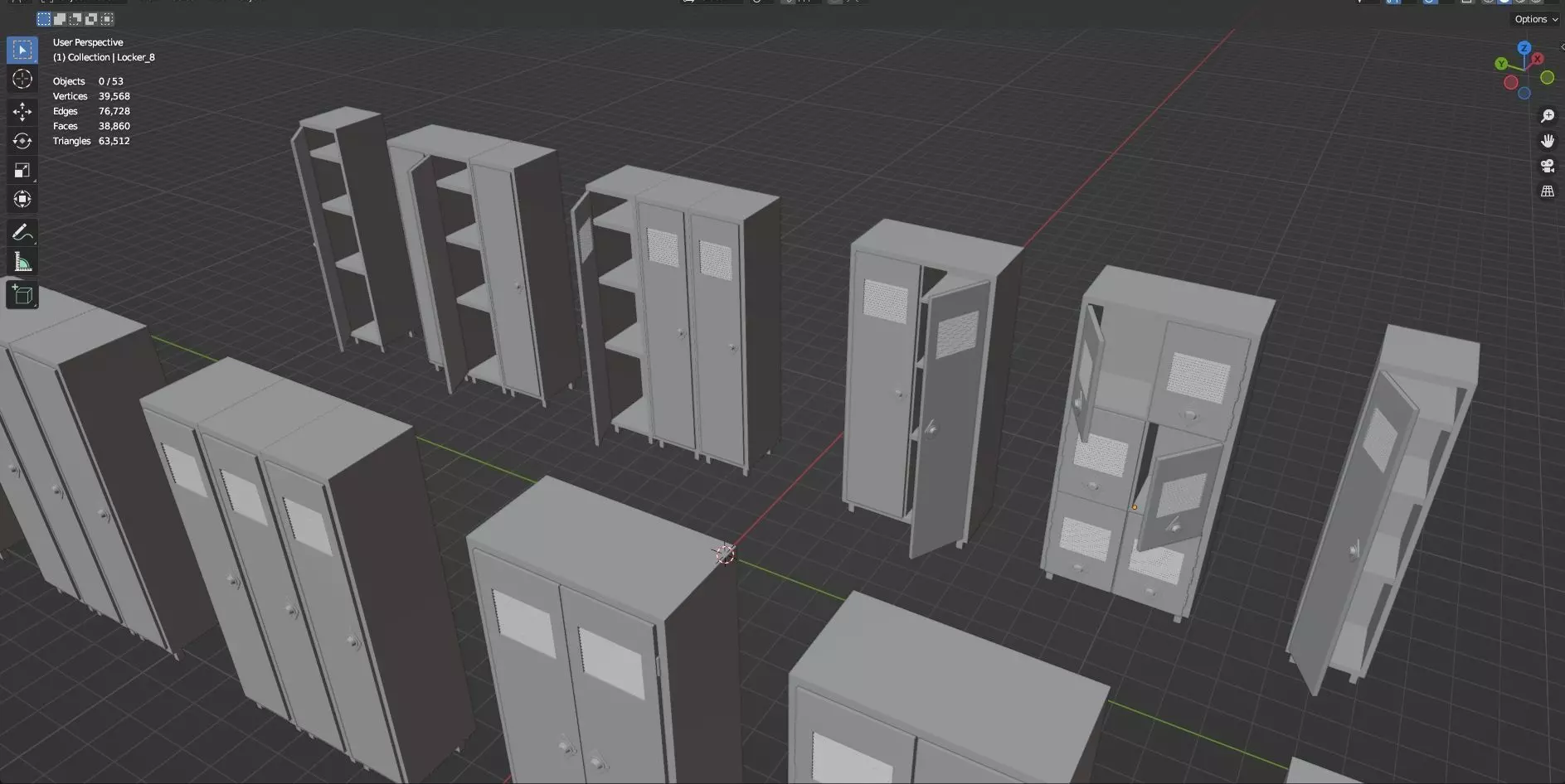 Low Poly Rusty Lockers Pack - 1 - Textured  - 5 Props  Low-poly 3D model_15