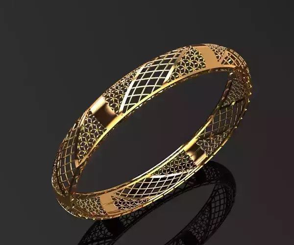 1254 Dual-Pattern Filigree Bangle 7gm
