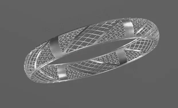 1254 Dual-Pattern Filigree Bangle 7gm 3D print model_4