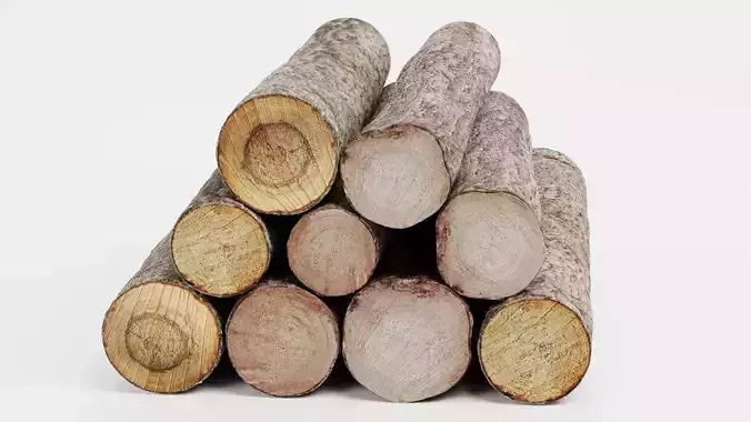 Tree Log Pile V3 - Stack of 9 Cut Wood Logs