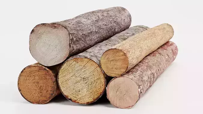 Tree Log Pile V4 - Stack of 5 Cut Wood Logs