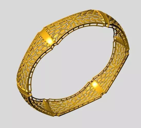 1259 Heritage Leaf Jaali Kada 16gm 3D print model_3