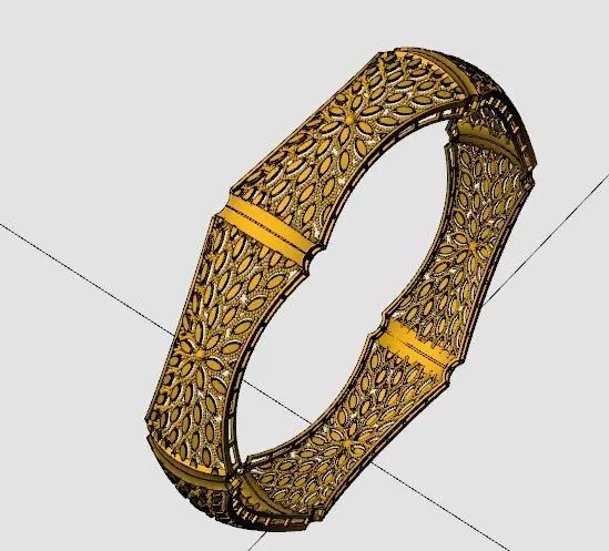 1259 Heritage Leaf Jaali Kada 16gm 3D print model_1