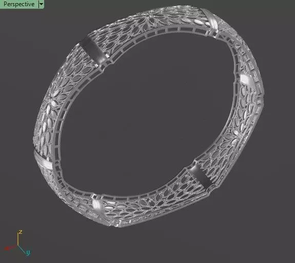 1259 Heritage Leaf Jaali Kada 16gm 3D print model_4