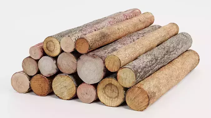 Tree Log Pile V5 - Large Stack of 15 Cut Wood Logs