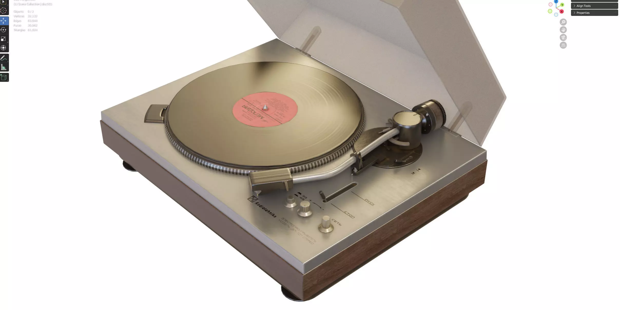 Radiotehnika EP-101 record player 3D model_9