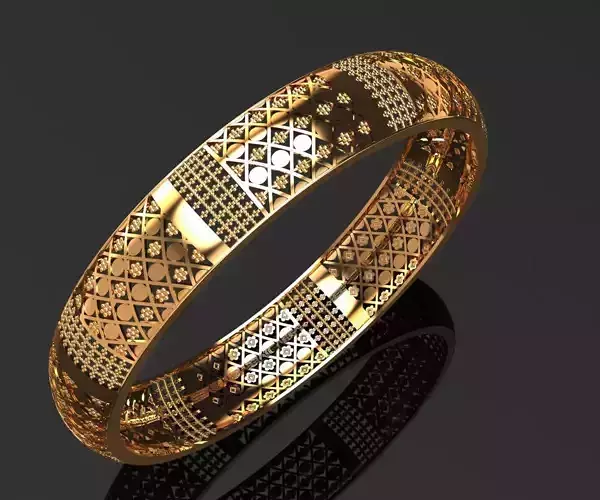 1261 Multi-Pattern Segmented Bangle 14gm