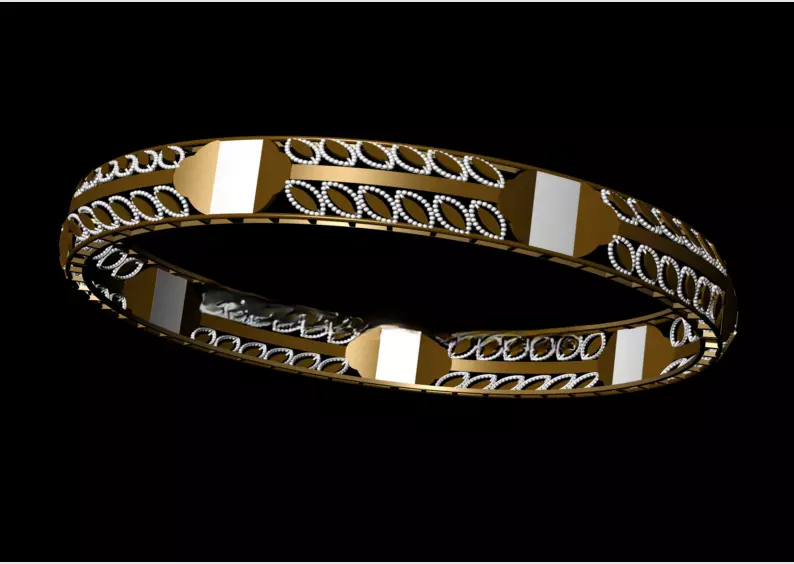 1265 Panel-Link Lattice Bangle 8gm 3D print model_1