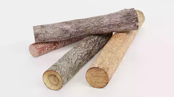 Tree Log Set V6 - Pile of 4 Cut Timber Logs