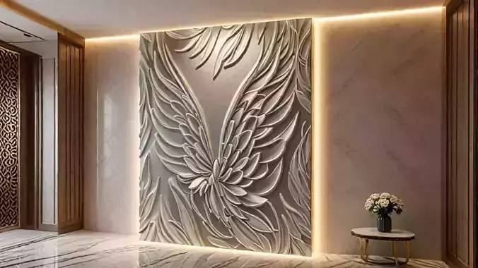 modern panel wall decor set relief stl mural CNC 255