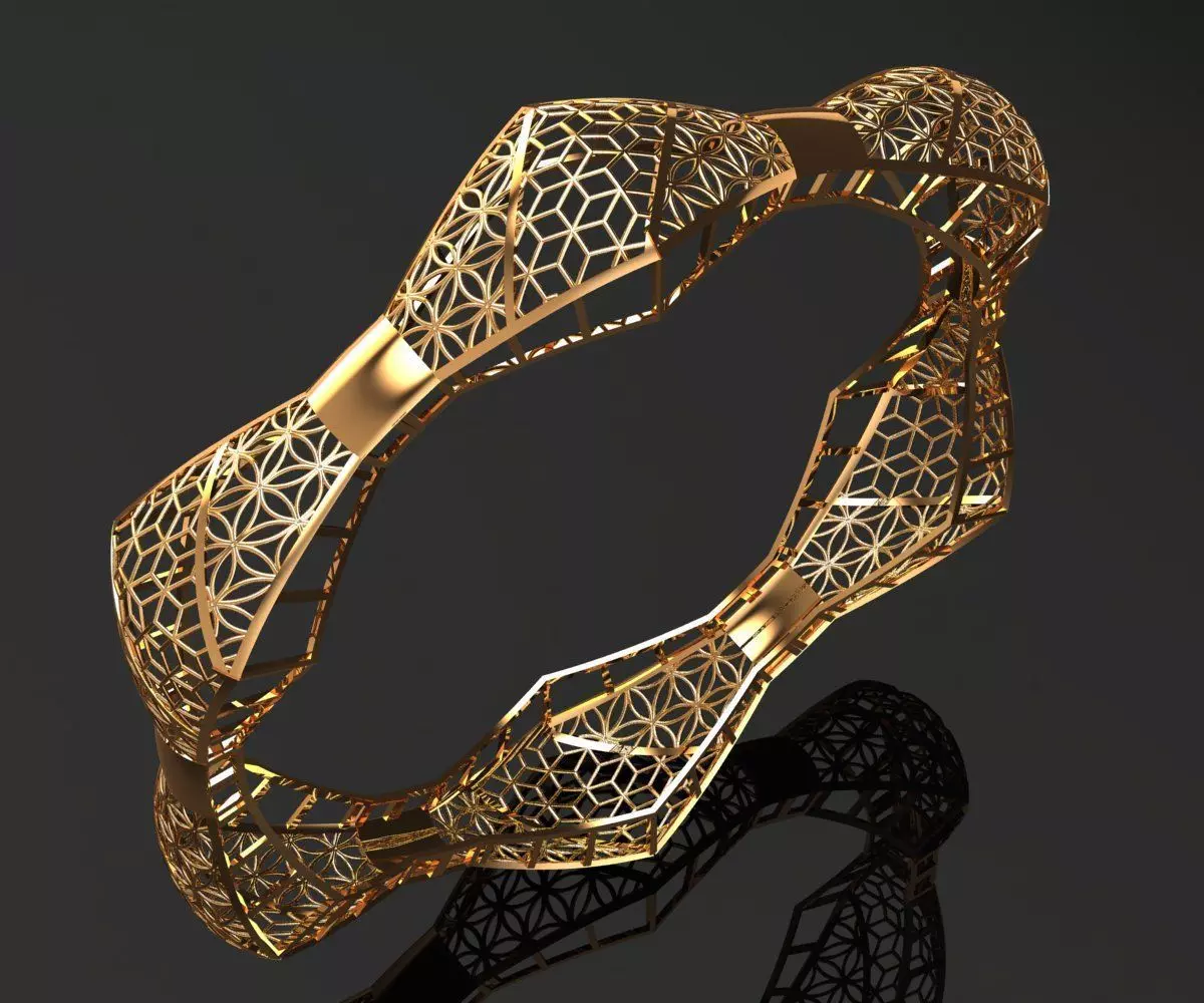 1266 Articulated Bow-Tie Bangle 10gm 3D print model_0