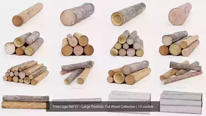 Tree Logs Set V1 - Large Realistic Cut Wood Collection