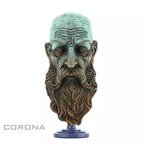 Wise Man Sculpture with Watercolor Finish Low-poly 3D model