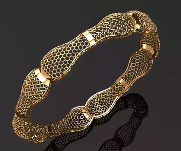 1270 Hexagonal Tube Link Bangle 8gm