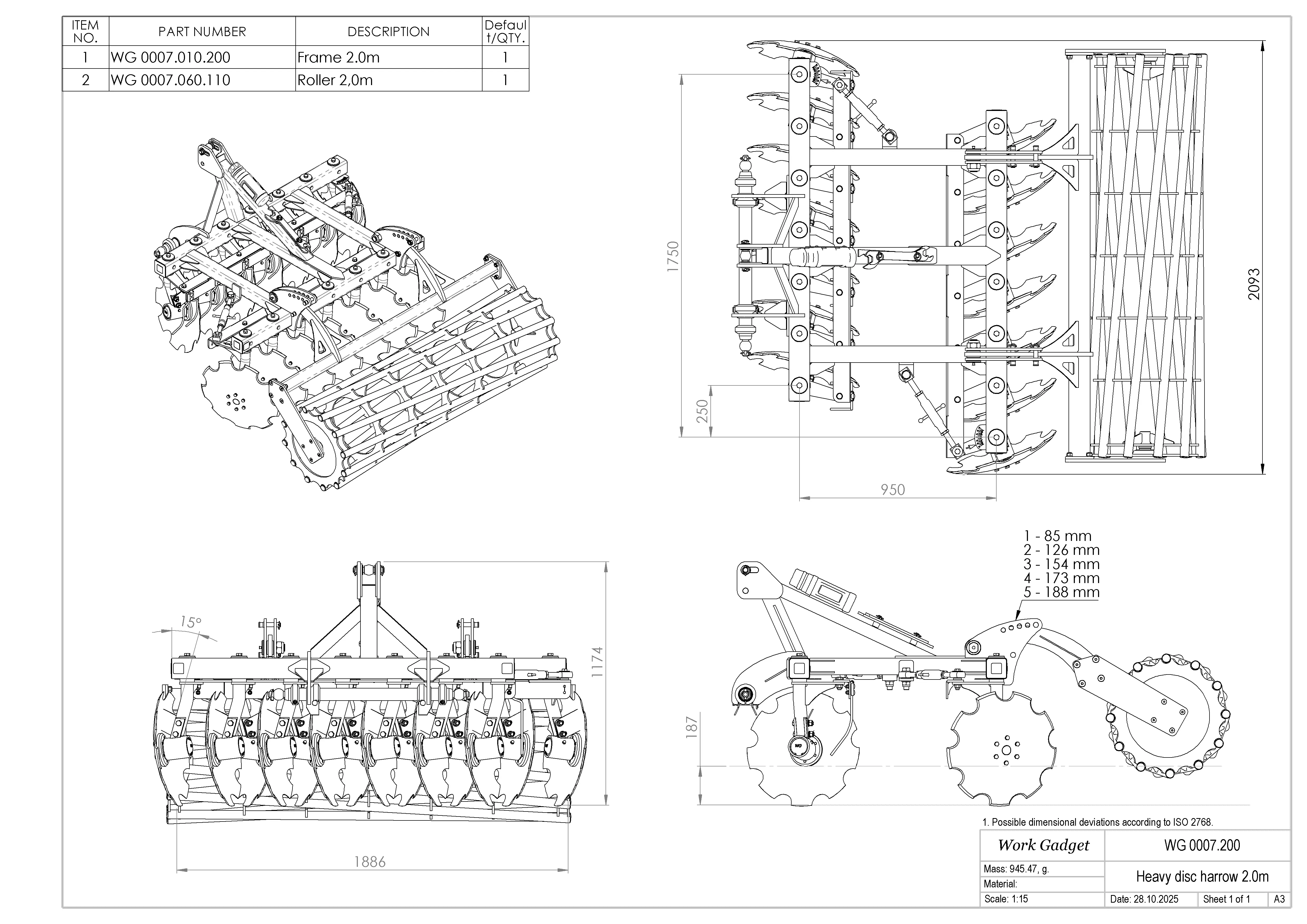 WG 0007 - Complete range of 4 mounted heavy disc harrow  3D model_2