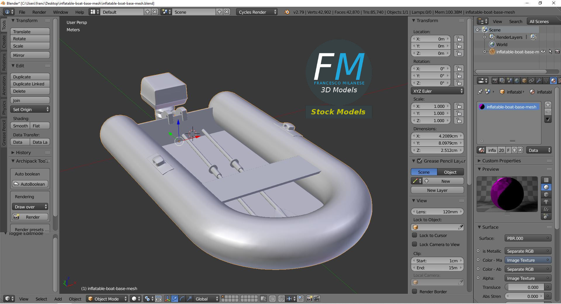 Inflatable boat base mesh 3D model_9
