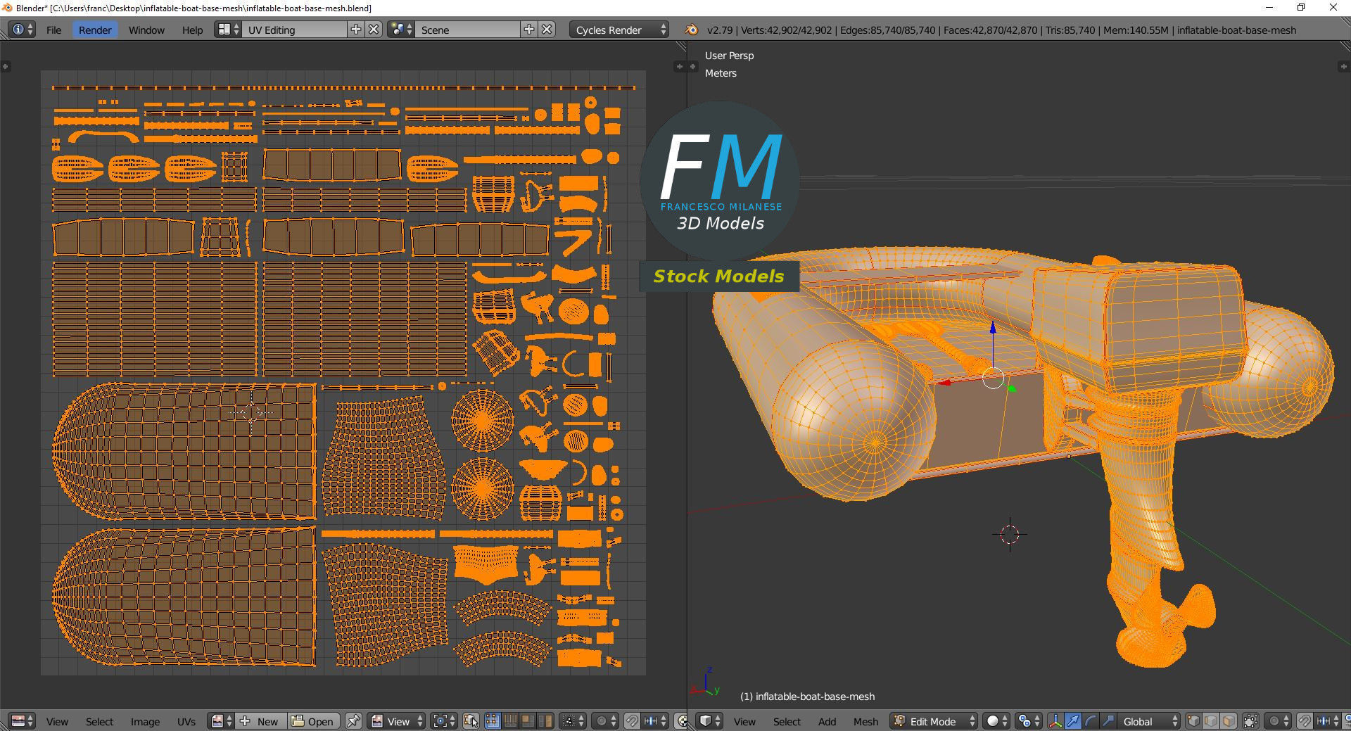Inflatable boat base mesh 3D model_10