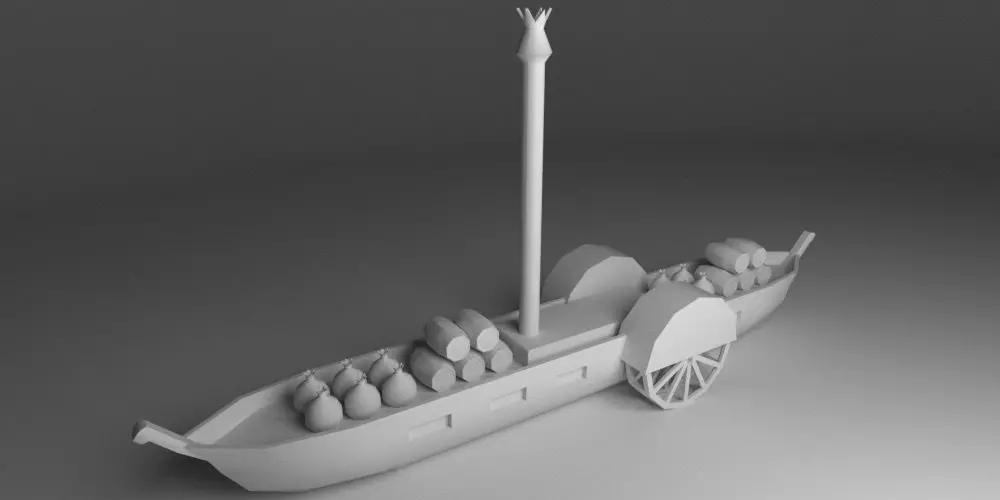 steamboat low-poly boat Low-poly 3D model