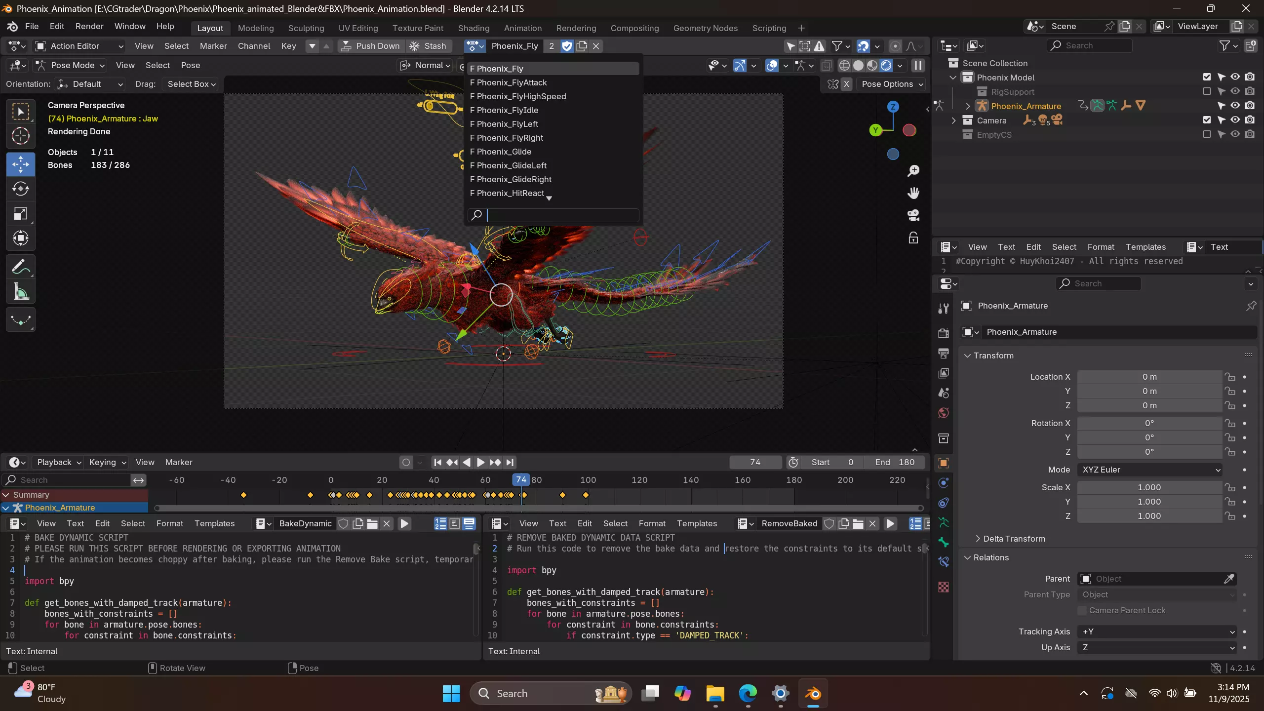 Phoenix  Low-poly 3D model_29
