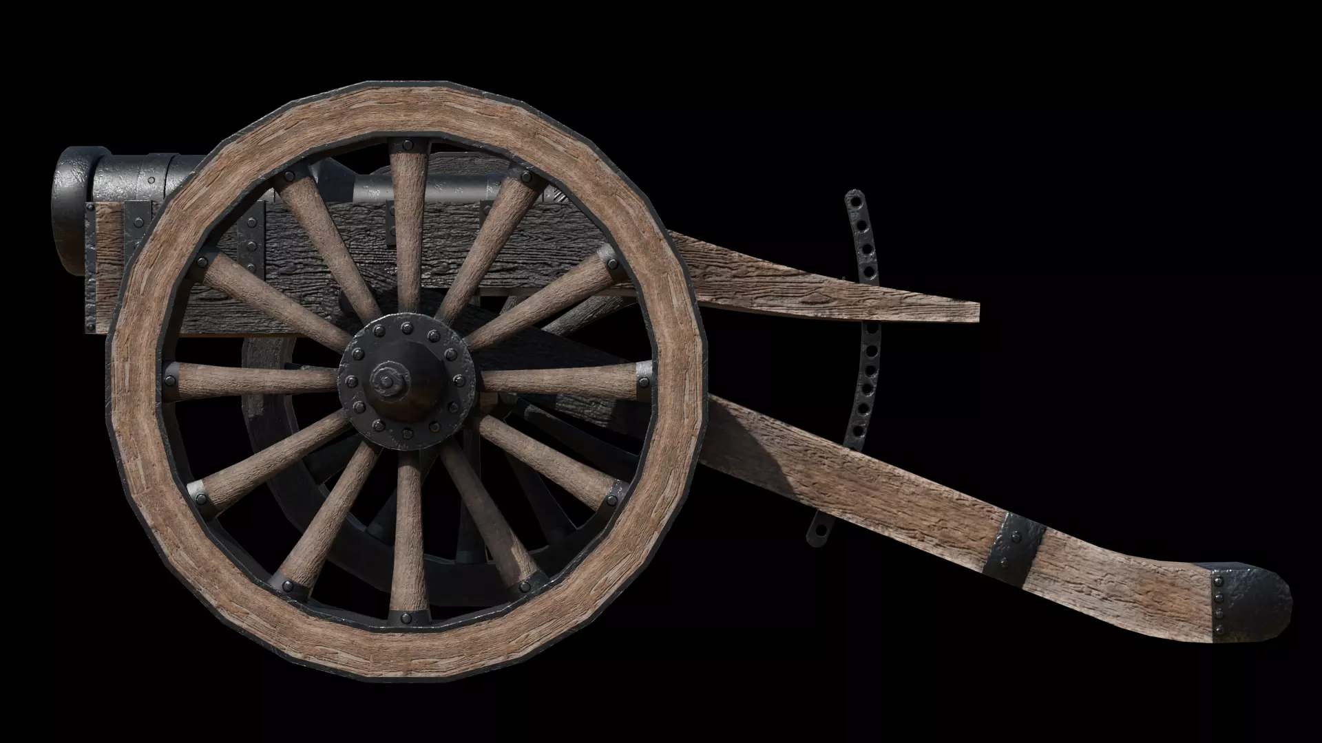 Historical Cannon Game-Ready PBR 3D Model Low-poly 3D model_6