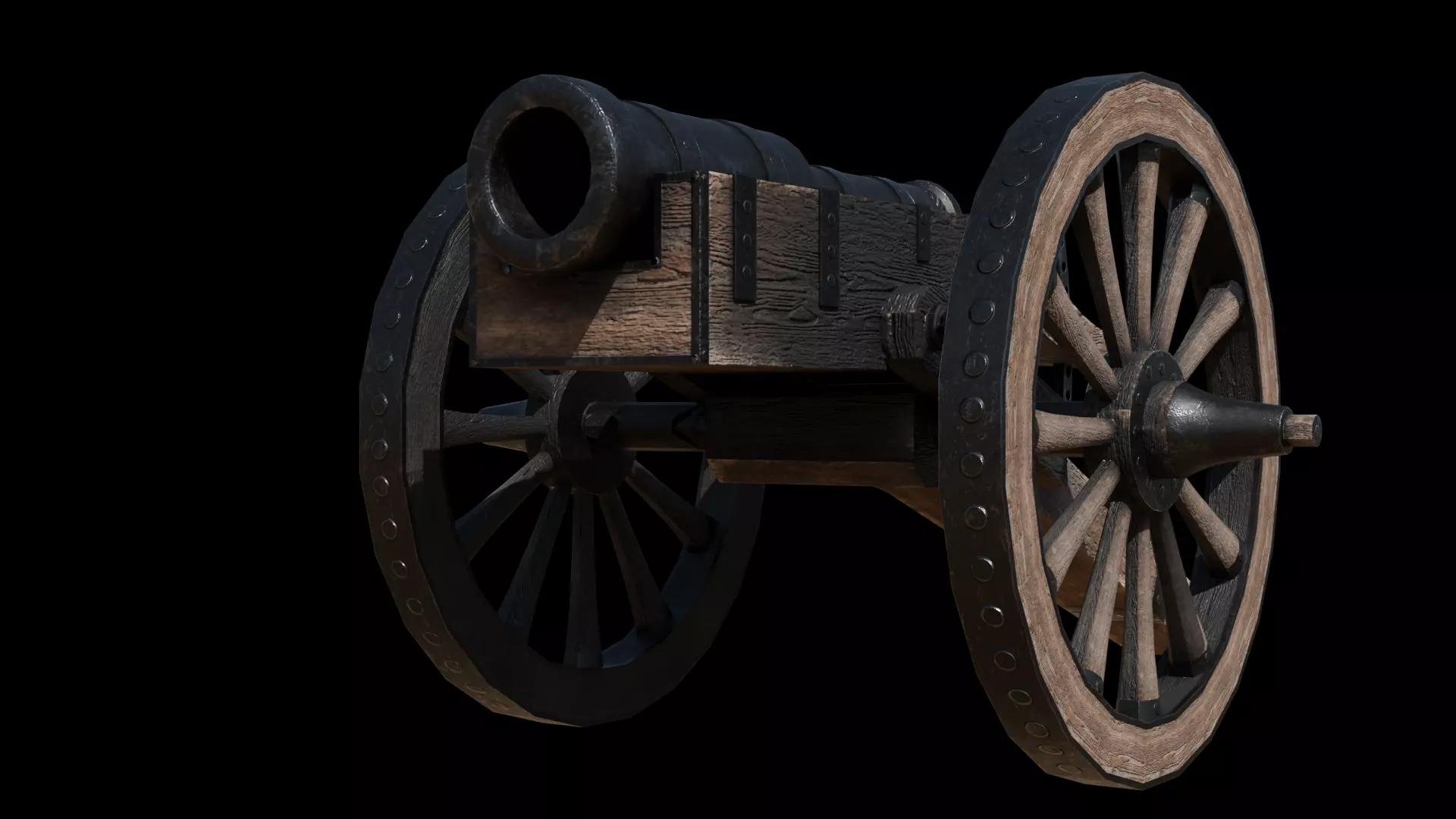 Historical Cannon Game-Ready PBR 3D Model Low-poly 3D model_1