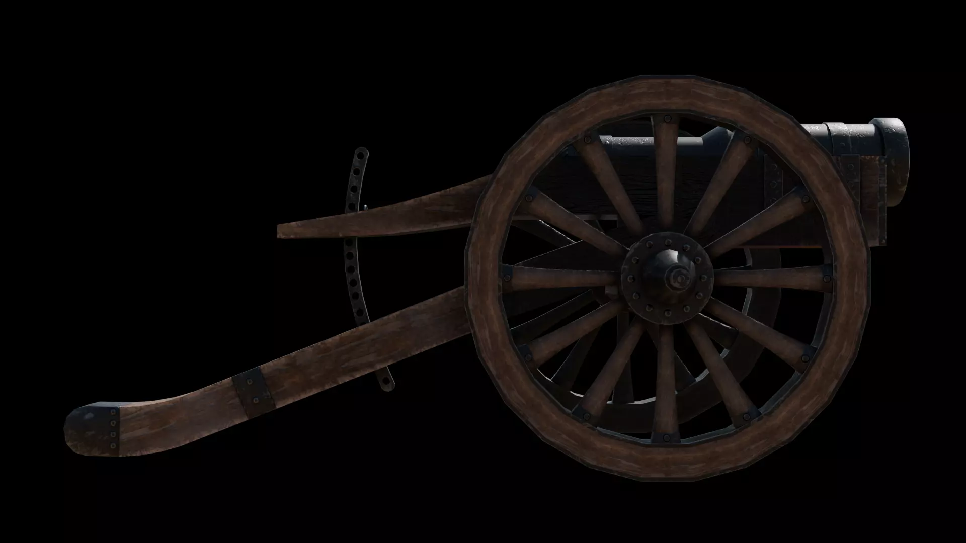 Historical Cannon Game-Ready PBR 3D Model Low-poly 3D model_5