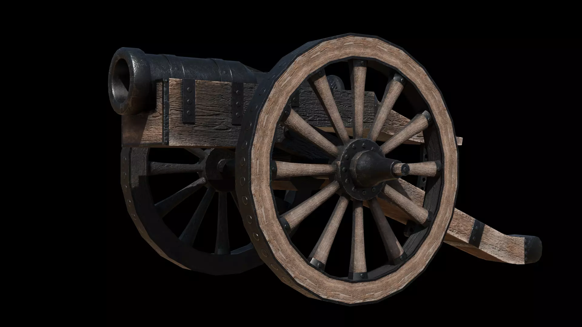 Historical Cannon Game-Ready PBR 3D Model Low-poly 3D model_0