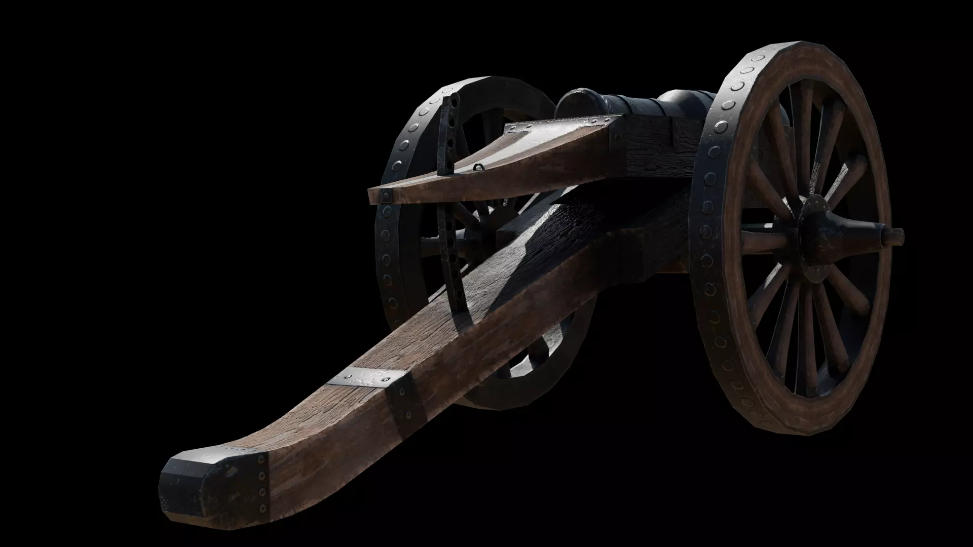Historical Cannon Game-Ready PBR 3D Model Low-poly 3D model_3
