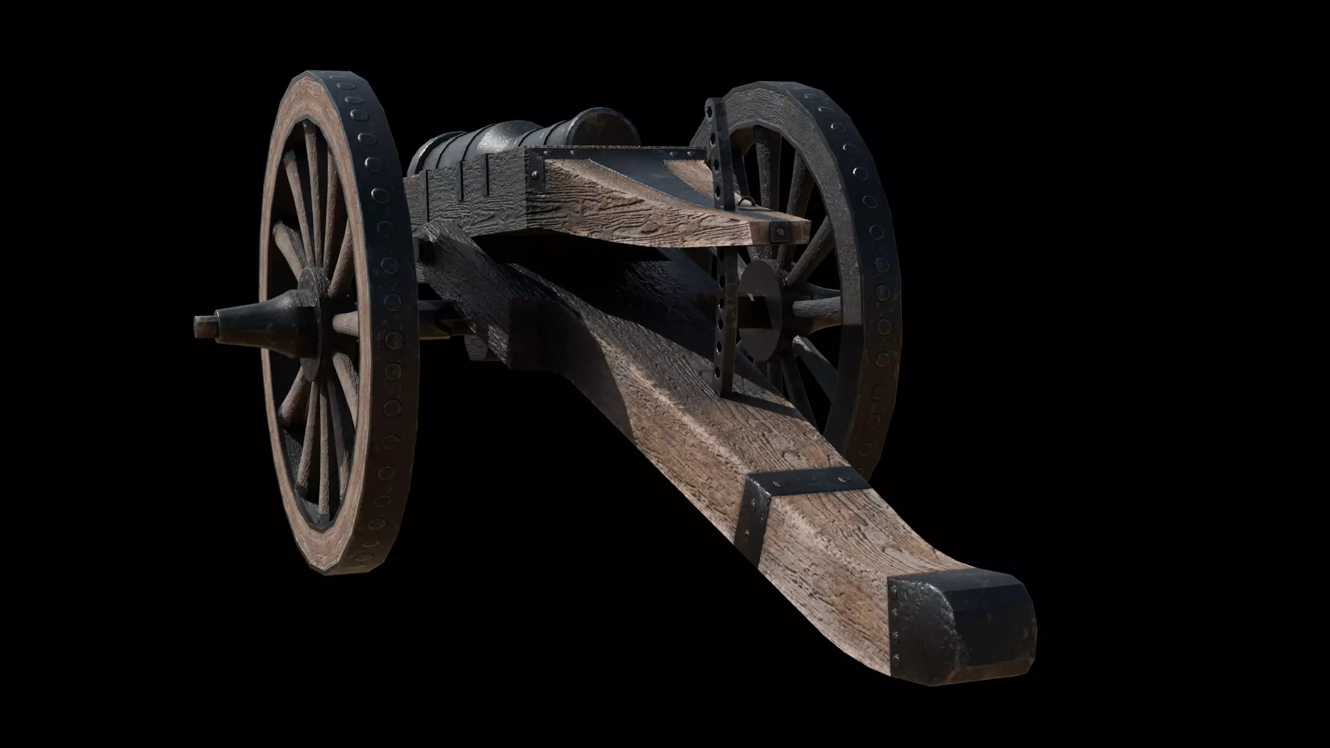 Historical Cannon Game-Ready PBR 3D Model Low-poly 3D model_2