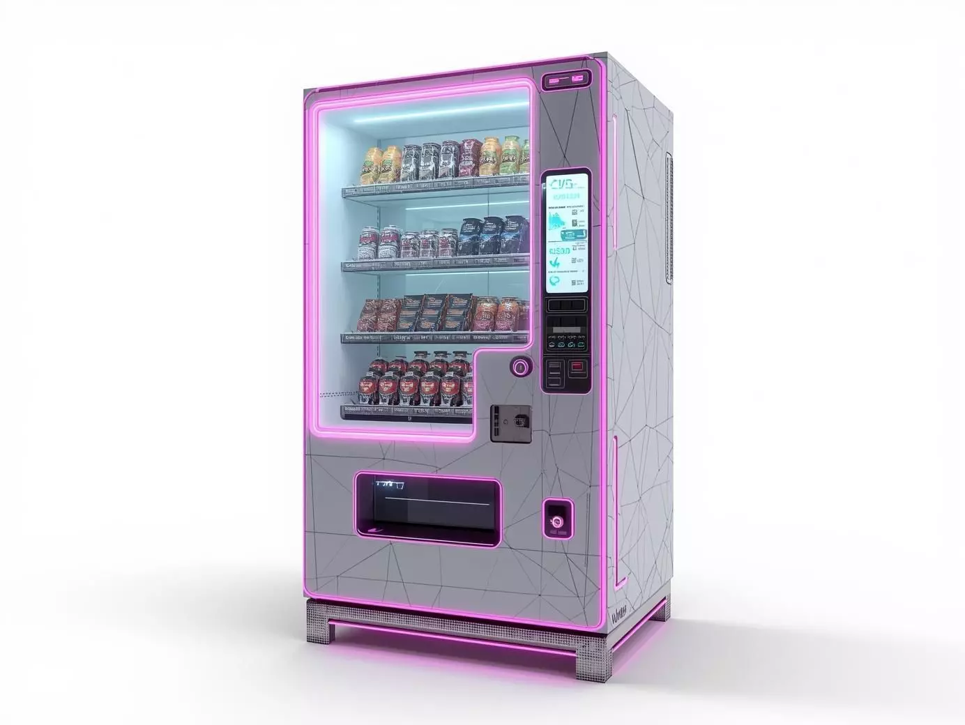 Cyberpunk Snack Vending Machine Holographic Display Low-poly 3D model_0